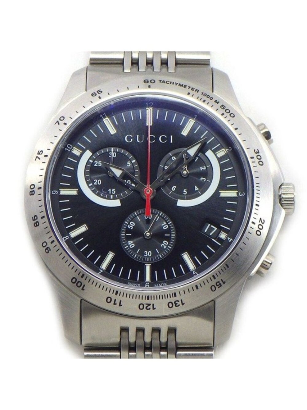 Gucci Watch G-Timeless 126.2 Black Dial Date Chronograph Tachymeter Luminous